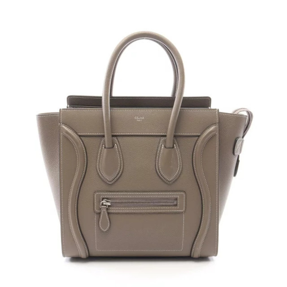 Celine Luggage Shopper Handbag Leather Beige Tan Brown